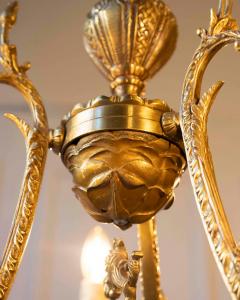 Spanish 19th Century Bronze Six Light Chandelier with Cherubs and Floral Decor - 4458485