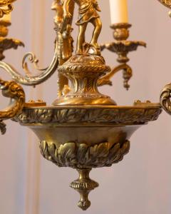 Spanish 19th Century Bronze Six Light Chandelier with Cherubs and Floral Decor - 4458528