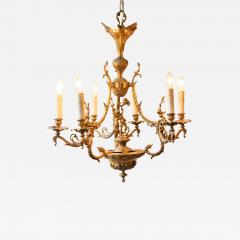Spanish 19th Century Bronze Six Light Chandelier with Cherubs and Floral Decor - 4458881