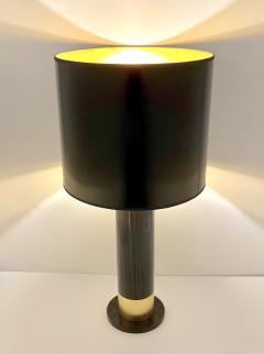 Spanish Art Deco Design Pair of Macassar Veneer Gold Leaf Cylindrical Lamps - 2885632