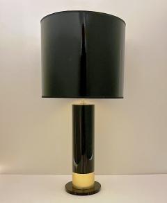 Spanish Art Deco Design Pair of Macassar Veneer Gold Leaf Cylindrical Lamps - 2885636