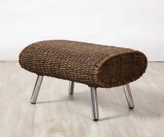 Spanish Bamboo and Chrome Lounge Chair with Ottoman Spain circa 1960 - 3365160