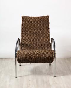 Spanish Bamboo and Chrome Lounge Chair with Ottoman Spain circa 1960 - 3365163