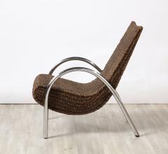 Spanish Bamboo and Chrome Lounge Chair with Ottoman Spain circa 1960 - 3365165