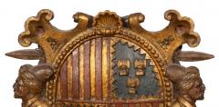 Spanish Baroque Polychrome And Giltwood Coat Of Arms - 4131068