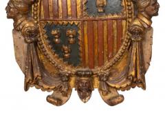 Spanish Baroque Polychrome And Giltwood Coat Of Arms - 4131092