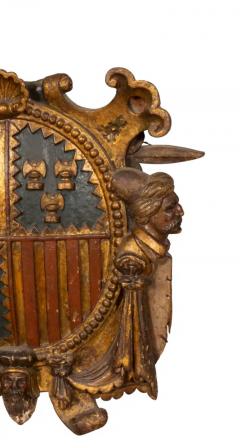 Spanish Baroque Polychrome And Giltwood Coat Of Arms - 4131148