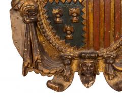 Spanish Baroque Polychrome And Giltwood Coat Of Arms - 4131195