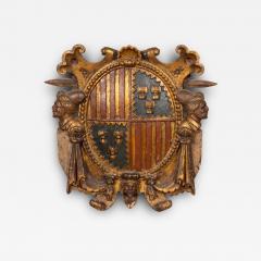 Spanish Baroque Polychrome And Giltwood Coat Of Arms - 4133201