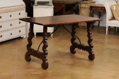 Spanish Baroque Style 19th Century Walnut Fratino Table with Lyre Shaped Base - 3538353