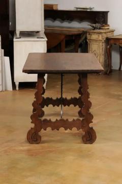 Spanish Baroque Style 19th Century Walnut Fratino Table with Lyre Shaped Base - 3538357