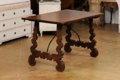 Spanish Baroque Style 19th Century Walnut Fratino Table with Lyre Shaped Base - 3538428