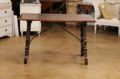 Spanish Baroque Style 19th Century Walnut Fratino Table with Lyre Shaped Base - 3538443