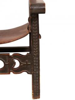 Spanish Baroque Style Walnut And Leather Armchair - 4144810