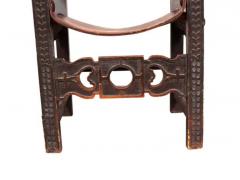 Spanish Baroque Style Walnut And Leather Armchair - 4144811