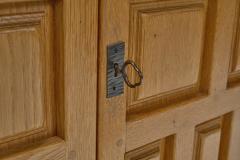 Spanish Brutalist Panel Cabinet in Oak with Geometric Doors Spain 1960s - 4146132
