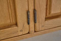 Spanish Brutalist Panel Cabinet in Oak with Geometric Doors Spain 1960s - 4146133