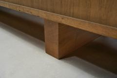 Spanish Brutalist Panel Cabinet in Oak with Geometric Doors Spain 1960s - 4146137
