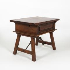 Spanish Chestnut Low Table With Single Panel Drawer On Trestle Base circa 1800 - 4264838