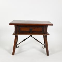 Spanish Chestnut Low Table With Single Panel Drawer On Trestle Base circa 1800 - 4264842