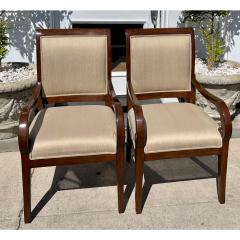 Spanish Colonial Italian Walnut Side or Dining Arm Chairs a Pair - 1893903