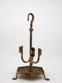 Spanish Gilt Iron Triple Candlestick or Stand 1950s - 3228543
