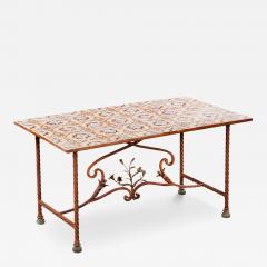 Spanish Iron and Tile Top Table Late 19th C  - 4642391