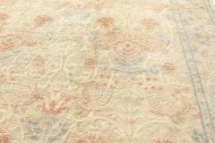 Spanish Mid 20th Century Beige Turquoise and Dusty Pink Hand Knotted Rug - 2441482
