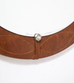 Spanish Modernist Circular Leather Mirror Spain circa 1960 - 3362675