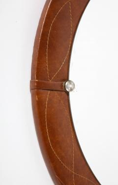 Spanish Modernist Circular Leather Mirror Spain circa 1960 - 3362677