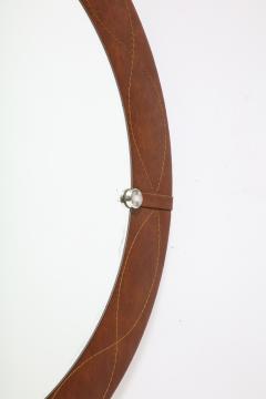 Spanish Modernist Circular Leather Mirror Spain circa 1960 - 3362678