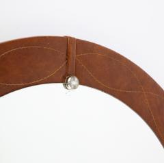 Spanish Modernist Circular Leather Mirror Spain circa 1960 - 3362679