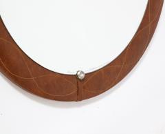 Spanish Modernist Circular Leather Mirror Spain circa 1960 - 3362680