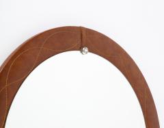 Spanish Modernist Circular Leather Mirror Spain circa 1960 - 3362681