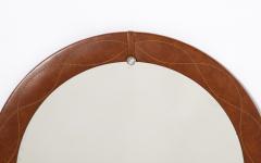 Spanish Modernist Circular Leather Mirror Spain circa 1960 - 3362682