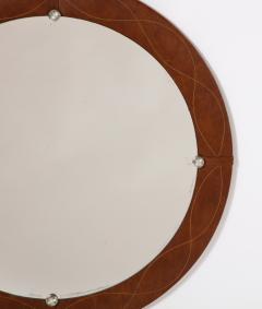 Spanish Modernist Circular Leather Mirror Spain circa 1960 - 3362683