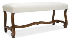 Spanish Os de Mouton Style Walnut Bench with Upholstered Seat - 3965837