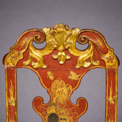 Spanish Rococo Red Lacquer and Parcel Gilt Chinoiserie Decorated Side Chairs - 4560843