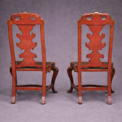 Spanish Rococo Red Lacquer and Parcel Gilt Chinoiserie Decorated Side Chairs - 4560847