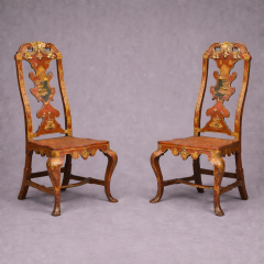 Spanish Rococo Red Lacquer and Parcel Gilt Chinoiserie Decorated Side Chairs - 4560919