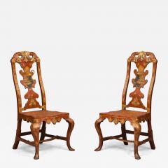Spanish Rococo Red Lacquer and Parcel Gilt Chinoiserie Decorated Side Chairs - 4560931