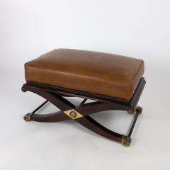 Spanish Savonarola Style Bench Leather Upholstery Over X Form Base 20th C  - 2182774