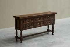 Spanish Style Sideboard in Hand Carved Solid Walnut and Wrought Iron - 4394904