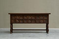 Spanish Style Sideboard in Hand Carved Solid Walnut and Wrought Iron - 4394906