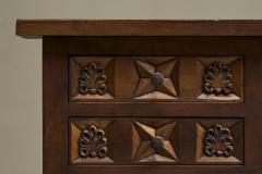 Spanish Style Sideboard in Hand Carved Solid Walnut and Wrought Iron - 4394908