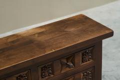 Spanish Style Sideboard in Hand Carved Solid Walnut and Wrought Iron - 4394932