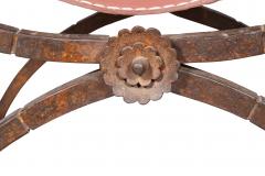 Spanish Style Wrought Iron And Leather Bench - 4246579