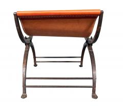 Spanish Style Wrought Iron And Leather Bench - 4246599