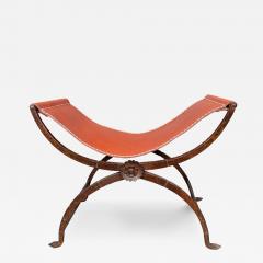 Spanish Style Wrought Iron And Leather Bench - 4250122