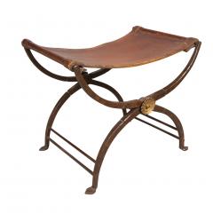 Spanish Wrought Iron and Leather Bench - 3740730